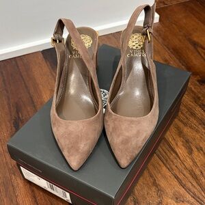 Vince Camuto Tan Suede Slingback Heels